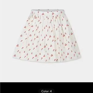 White Cherry Print A-Line Skirt